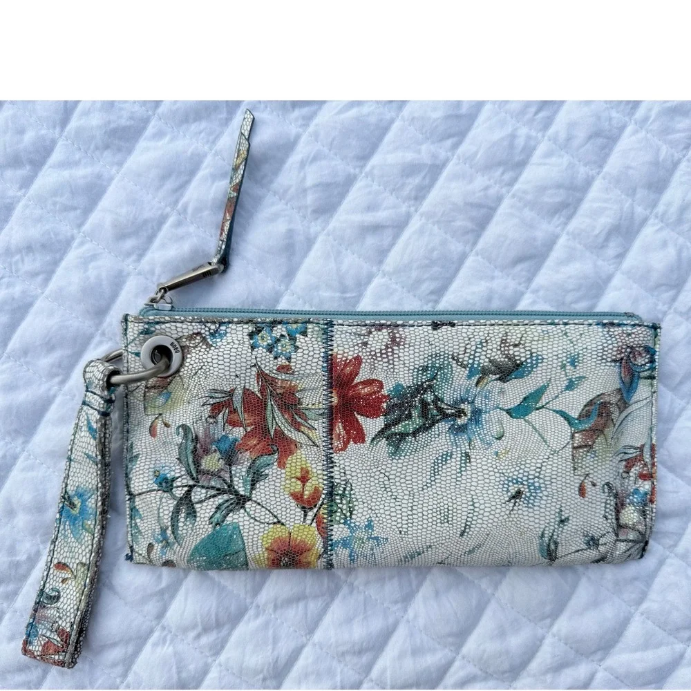 Rare Hobo Floral Leather Wristlet Clutch Bag Boho Snakeskin Print 2024370001
